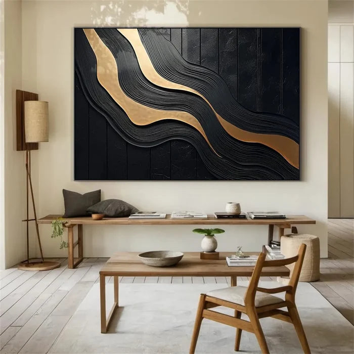 Black Minimalist Textured Painting #MZ134