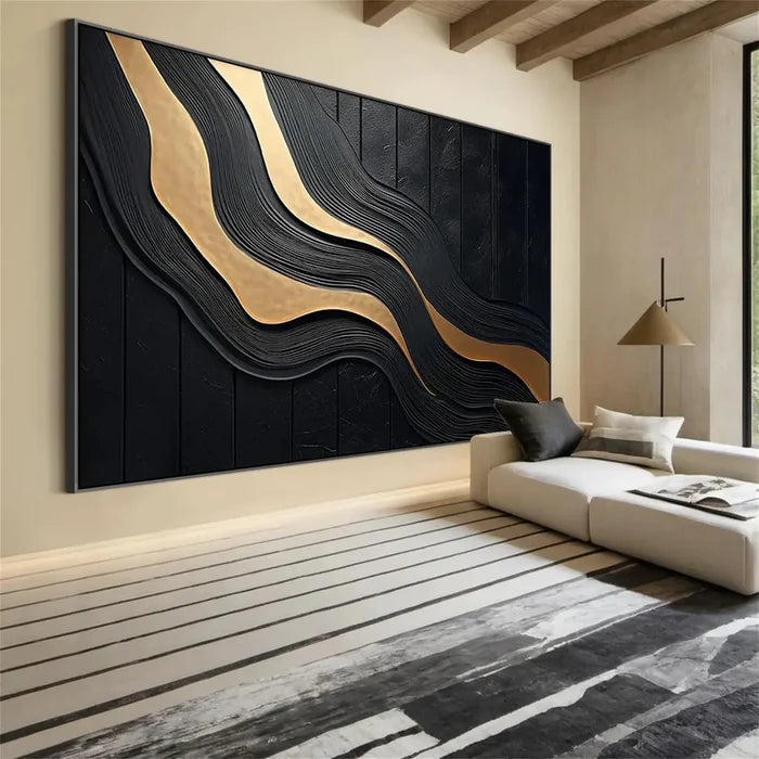 Black Minimalist Textured Painting #MZ134