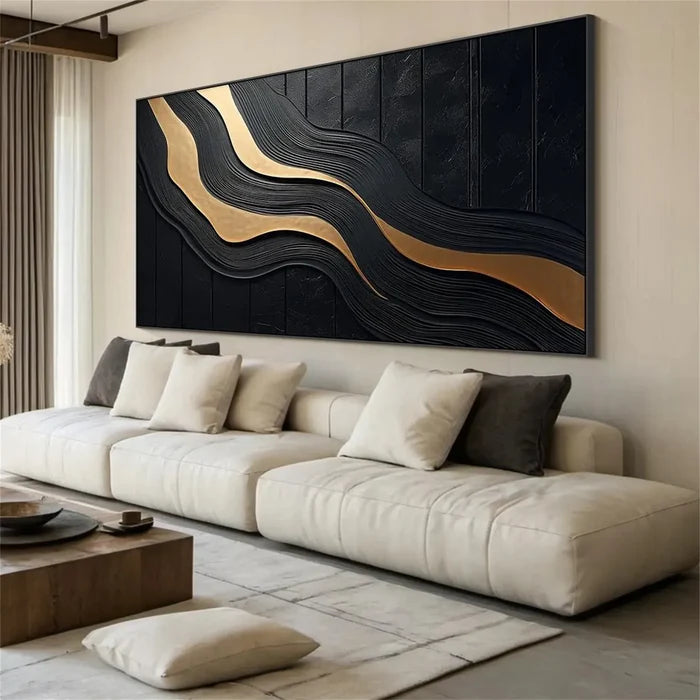 Black Minimalist Textured Painting #MZ134