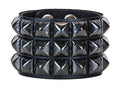 Black Pyramid Studded Leather Punk Bracelet