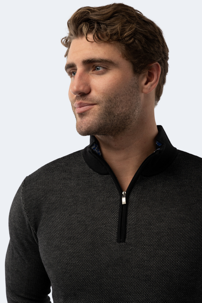 Black Quarter Zip Sweater