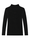 Black ribbed mock turtleneck sweater for toddlers, kids and preteens.