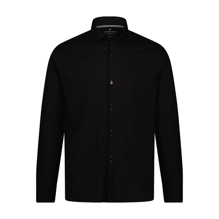 Black Solid Long Sleeve Shirt