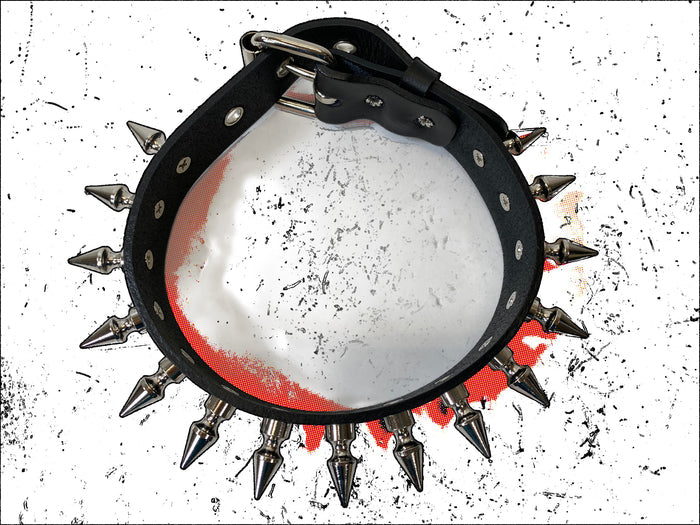 Black Spikes on Black Leather Choker