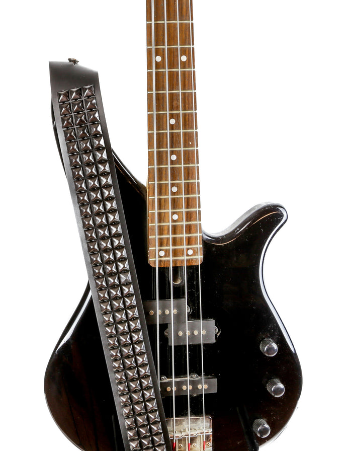 Black Studded Leather Guitar Strap