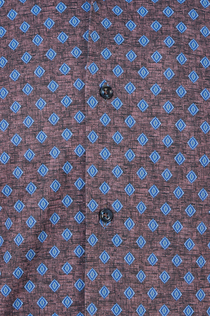 Blue & Brown Diamond Geo Button Down Shirt