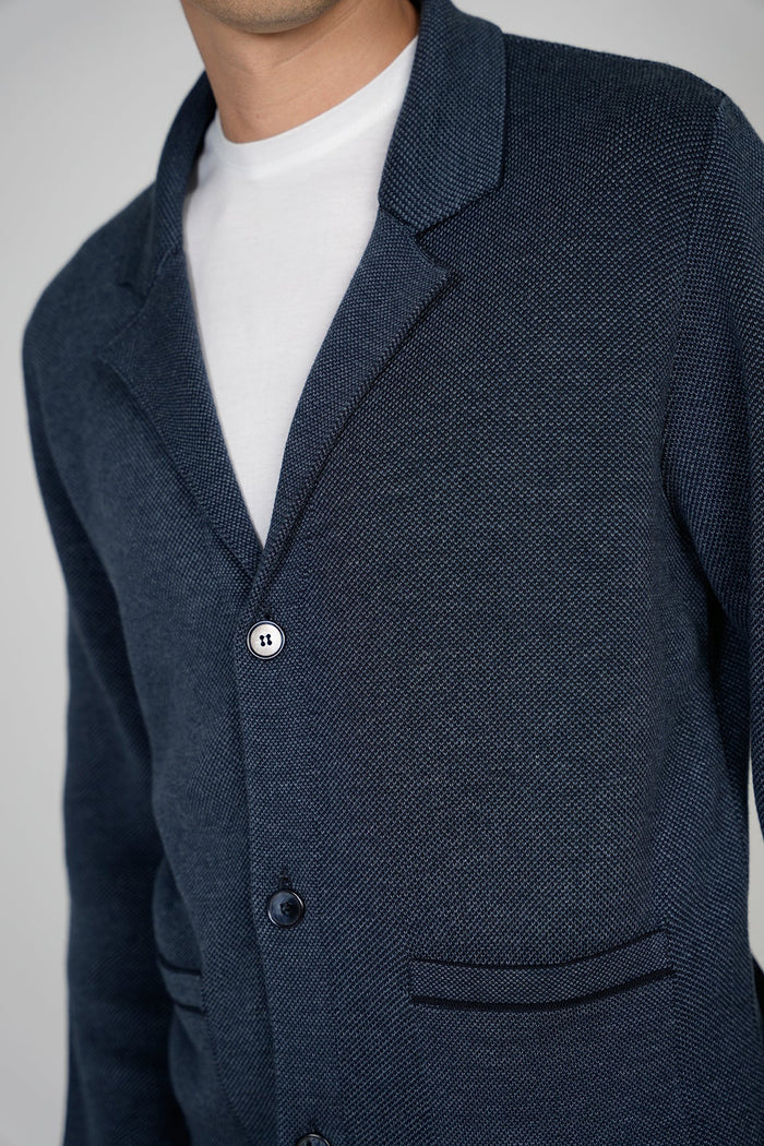 Blue Knit Button Down Cardigan