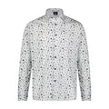 Blue, Navy, and White Hat Print Long Sleeve Shirt