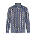 Blue, Navy, and White Multi Print Long Sleeve Shirt