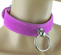 Bondage Pink Velvet Choker with Silver O Ring