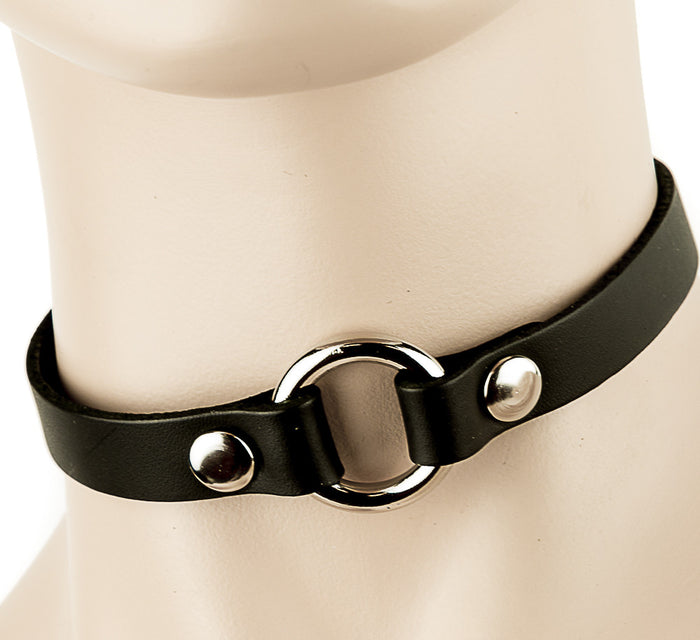 Bondage Thin Black O Ring Choker
