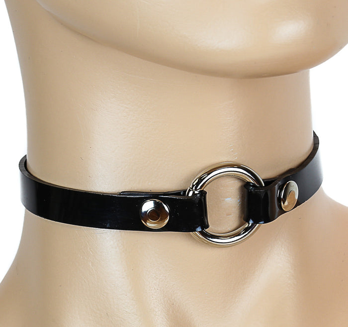 Bondage Thin Black O Ring Choker