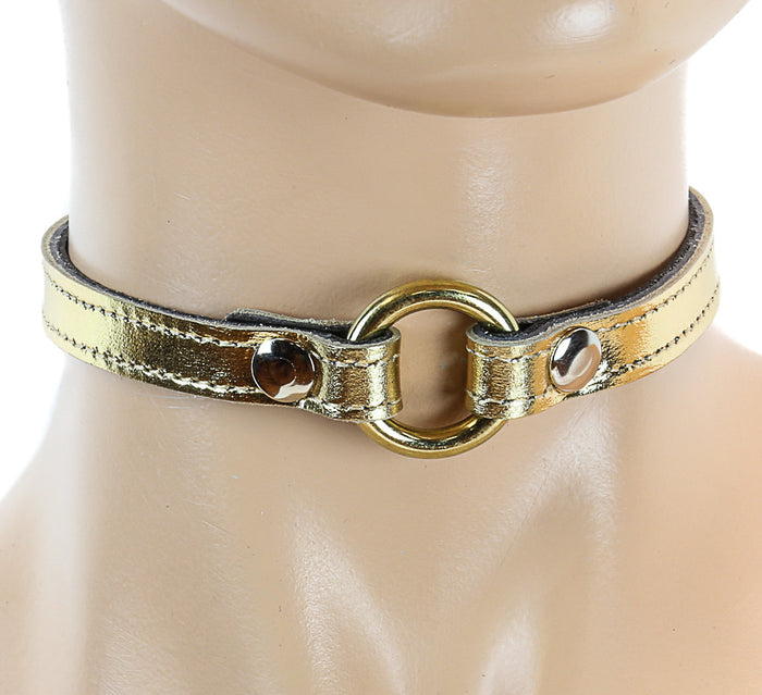 Bondage Thin Golden O Ring Choker