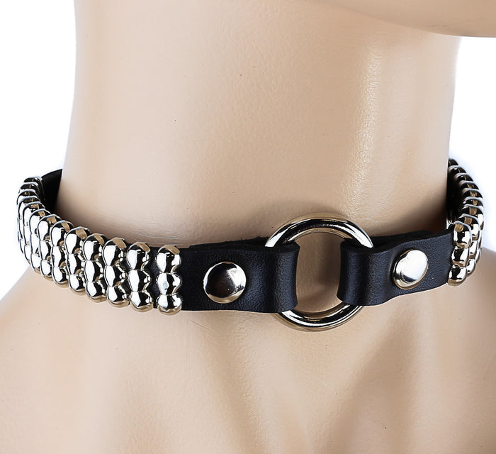 Bondage Triple-Studded O Ring Choker