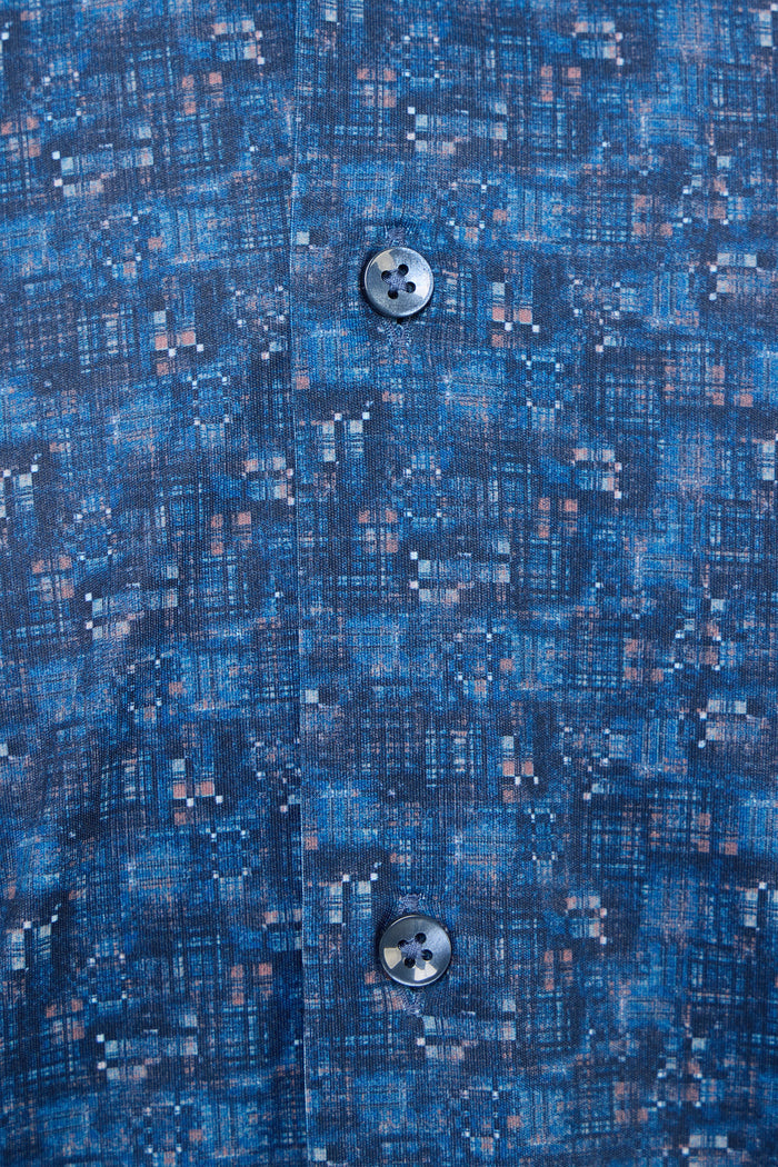 Brick Geo & Splash Print Button Down Shirt