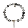 Bridal Collection: Rutilated Quartz Gemstone Bracelet with Mother of the Bride Sterling Silver Charm Bar