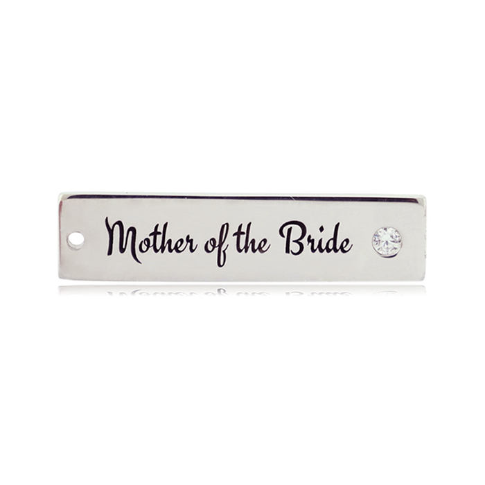Bridal Collection: Rutilated Quartz Gemstone Bracelet with Mother of the Bride Sterling Silver Charm Bar
