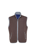 Brown vest with a blue interior on a white background