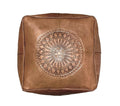 Brown Embossed Square Ottoman - Medaillon