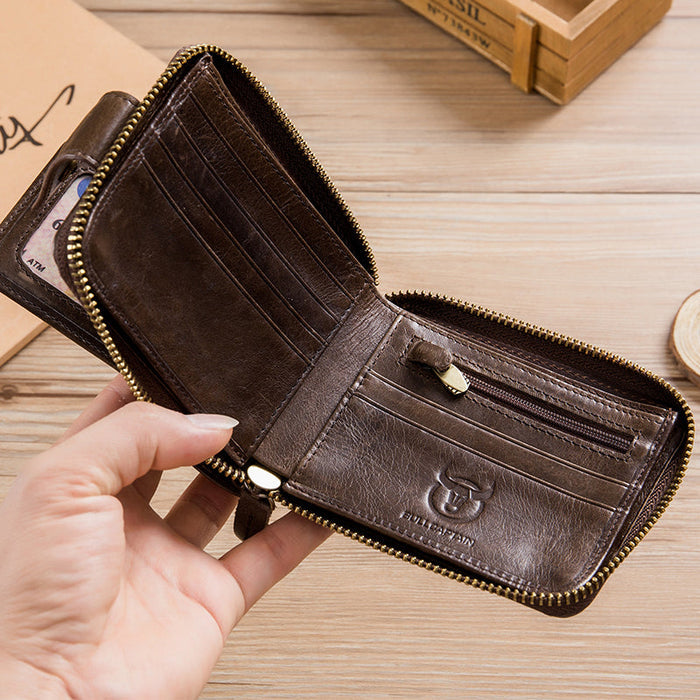 BULLCAPTAIN RFID Zipper Wallet