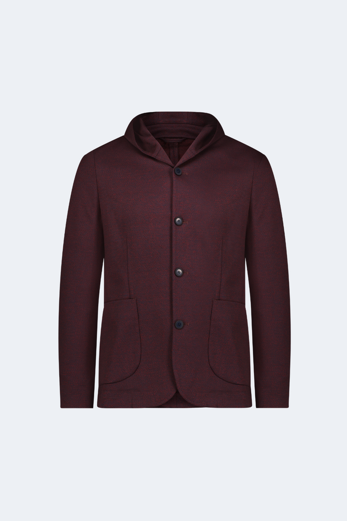 Burgundy Knit Hooded Button Sport Coat