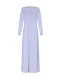 Lilac button-front nightgown with long sleeves and chest pocket detail