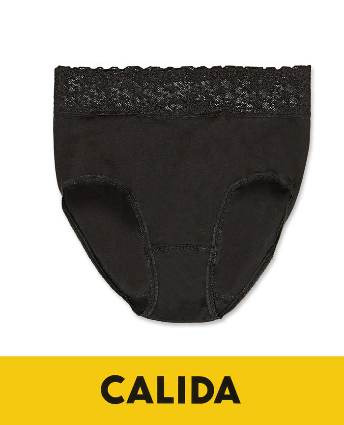 Calida 23907 Lace Trim Brief Panty Black