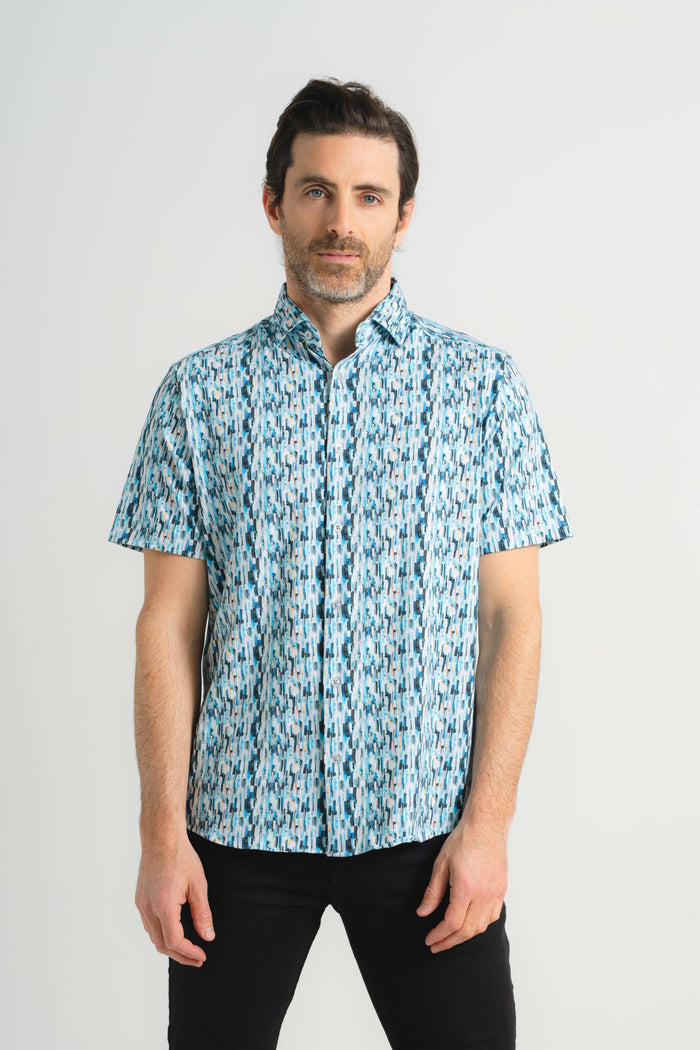 Cascading Waterfall Print Short Sleeve Shirt