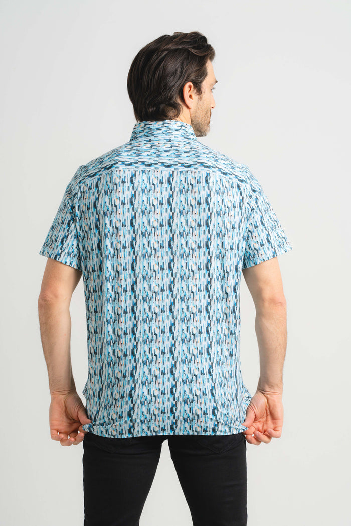 Cascading Waterfall Print Short Sleeve Shirt