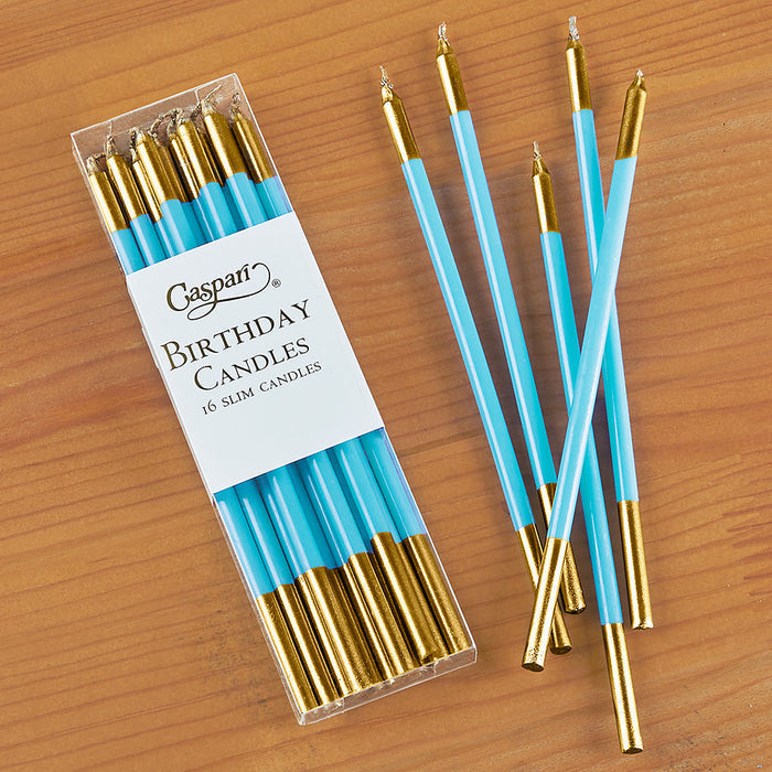 Caspari 6" Slim Metallic Birthday Candles, Set of 16