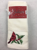 Christmas Cardinals with Holly Leaves and Berries Set of 2 Finger Towels