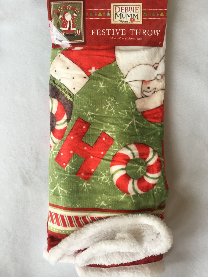 Christmas Debbie Mum Santa Ho Ho Ho Festive Throw or Wall Hanging
