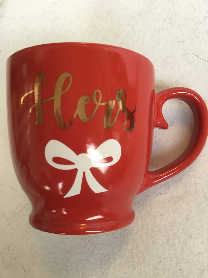 Christmas His and Hers Mustache and Bow Mugs