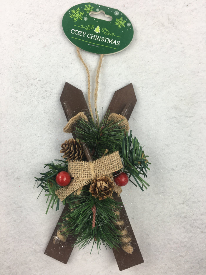 Christmas Large Decorated Skis and Poles Ornament