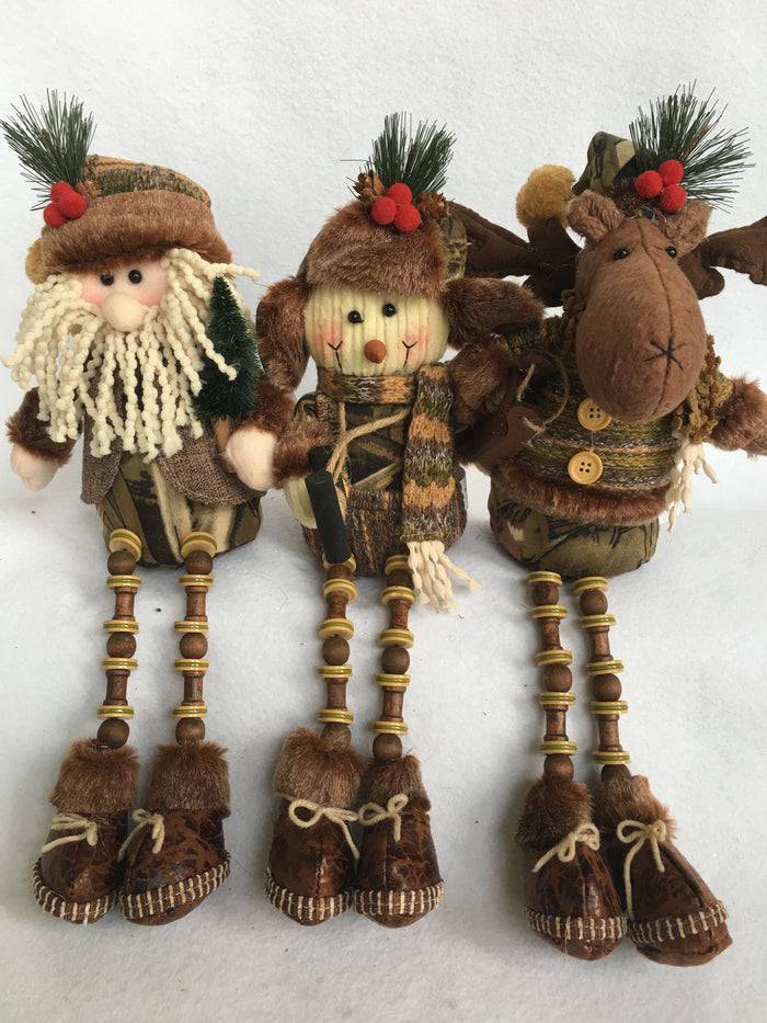 Christmas Plush Santa, Snowman or Moose With Flexible Legs