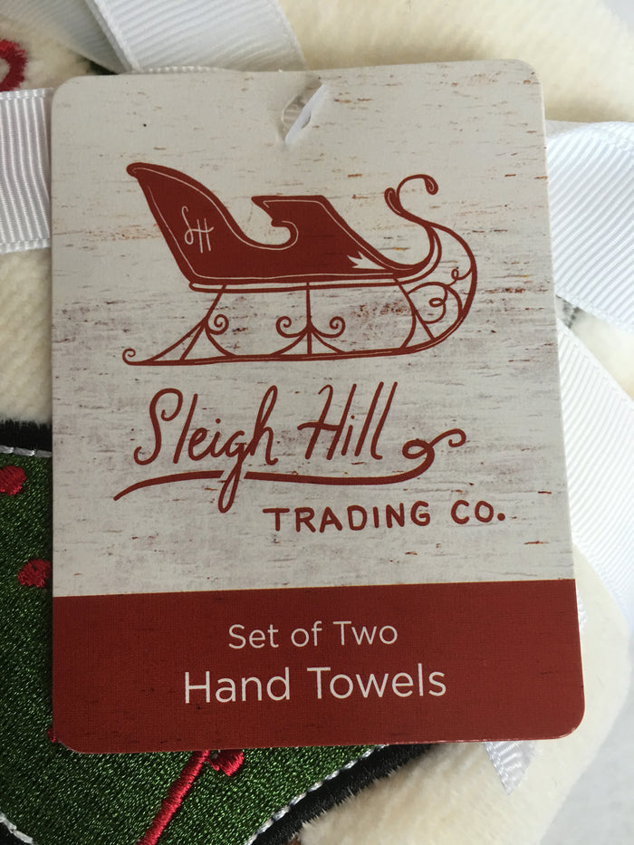 Christmas 'Tis the Season Red Plaid Truck Carrying Tree Hand Towels