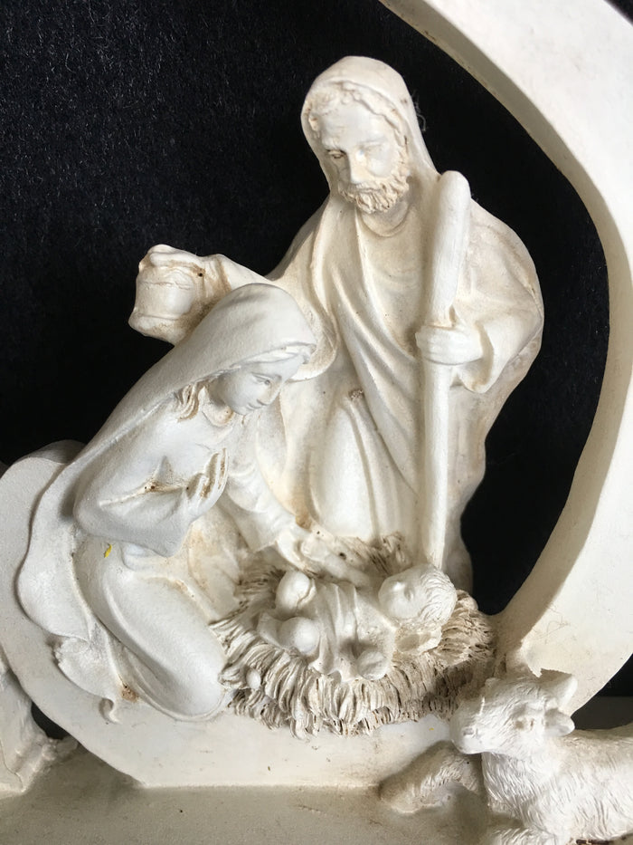 Christmas White Nativity Theme Block Sitter
