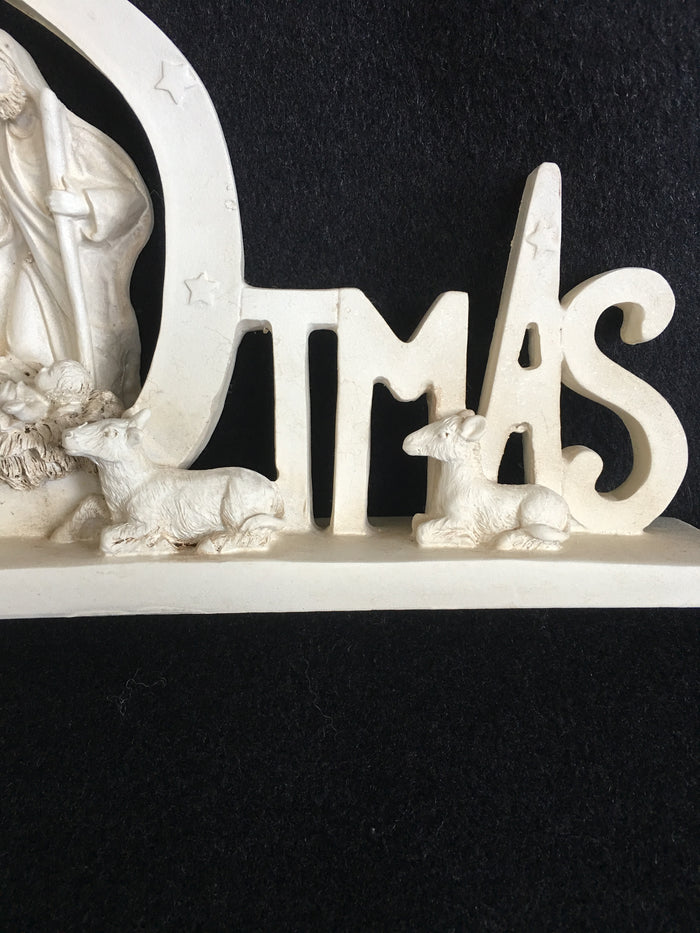Christmas White Nativity Theme Block Sitter