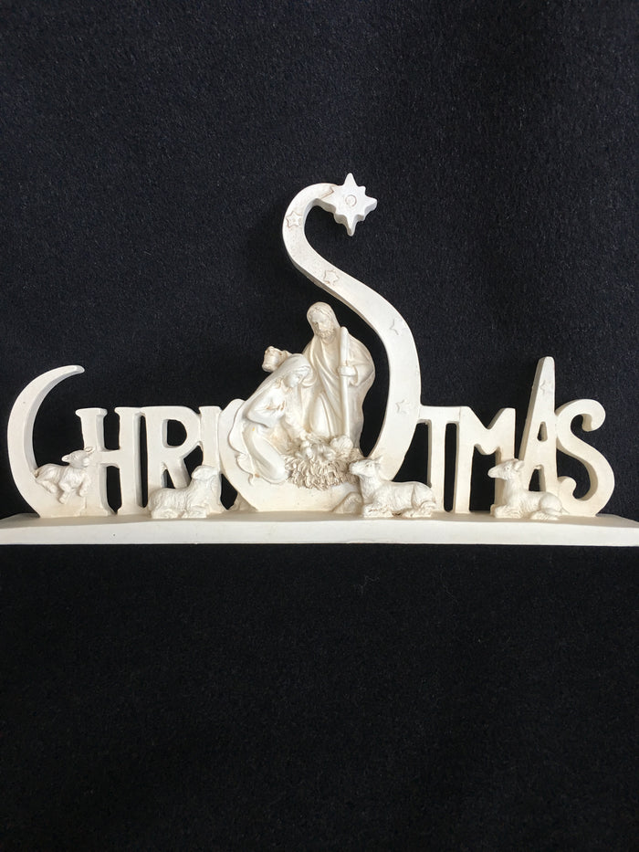 Christmas White Nativity Theme Block Sitter
