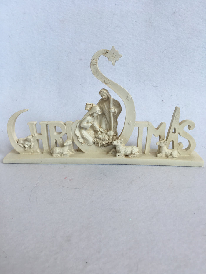 Christmas White Nativity Theme Block Sitter