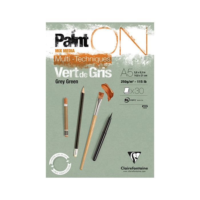 Clairefontaine Paint On Pad Grey Green A5 by Clairefontaine at Cult Pens
