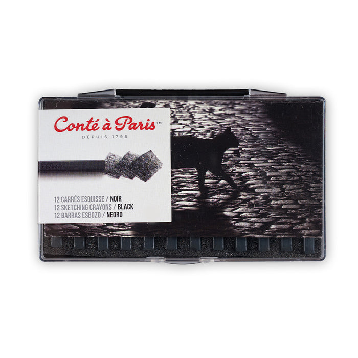 Conté à Paris Paris Carre Sketching Crayons Plastic Box Black B by Conté à Paris at Cult Pens