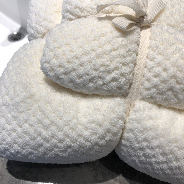 Set de serviettes de bain en polaire corail avec motif ananas, absorbantes et doux, par eprolo.