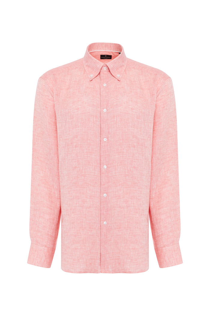 Coral Linen Long Sleeve Shirt