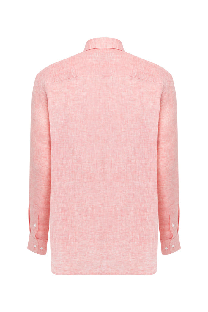 Coral Linen Long Sleeve Shirt