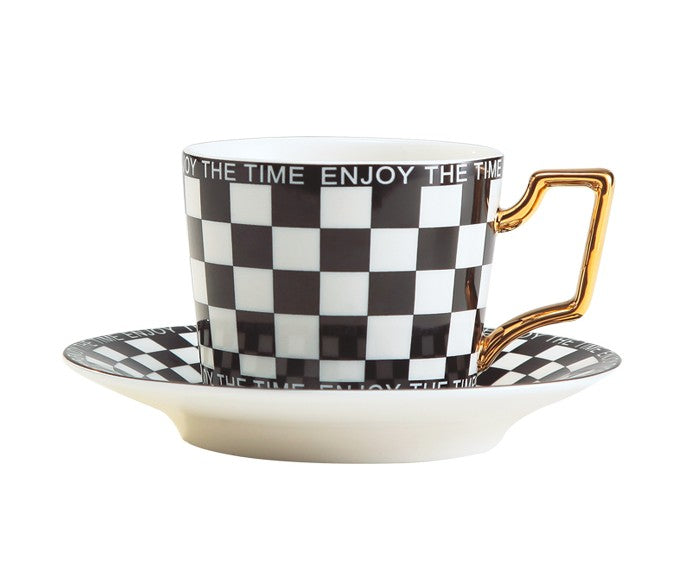 Creative Ceramic Coffee Cups for Office, Beautiful British Tea Cups, Creative Porcelain Tea Cup Saucer Set, 6.8 oz Tea Cup and Saucer in Gift Box as Birthday Gift-Paintingforhome