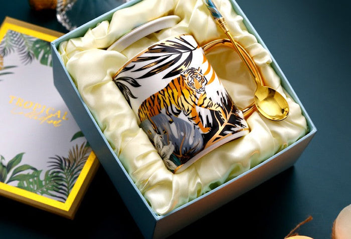 Creative Porcelain Cups, Large Ceramic Mugs for Office, Large Capacity Jungle Animal Porcelain Mugs, Unique Ceramic Mugs in Gift Box-Paintingforhome