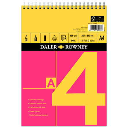 Daler-Rowney Red & Yellow Spiral Pad A4 by Daler-Rowney at Cult Pens