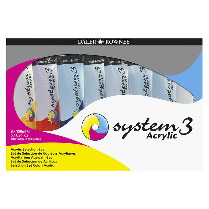 Daler-Rowney System3 Acrylic Paint 150ml Selection Set of 8 by Daler-Rowney at Cult Pens