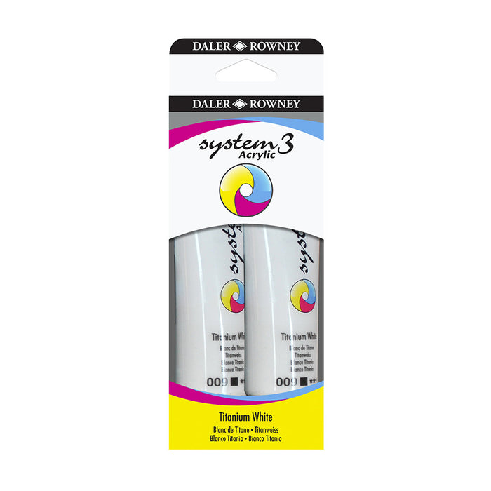Daler-Rowney System3 Acrylic Paint 150ml Titianium White Set of 2 by Daler-Rowney at Cult Pens